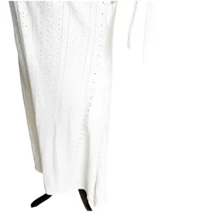 Eyelet Maxi Dress Size Medium NWT Boutique Slit Sleeves Milkmaid Coquette thumbnail 5