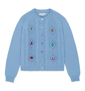 Teddy Fresh Giddy Up Button Up Cardigan Baby Blue Size 2XL thumbnail 1