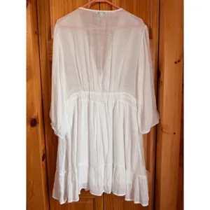 Baltic Born White Lace Trim V-Neck Tiered Mini Dress XL Boho Cottagecore thumbnail 4