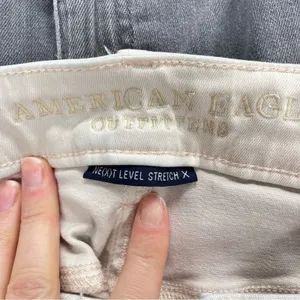 American Eagle Tan Distressed Skinny High Rise Jeans Womens 10 Denim Zip Fly thumbnail 10
