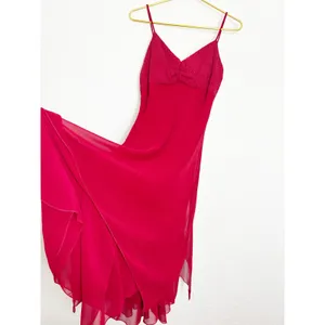 Vintage Y2K Red Beaded Asymmetrical Hem Midi Dress Medium Fairy Whimsigoth 90s thumbnail 10