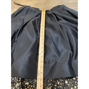 High Low Black Satin Skirt Celestial Tulle Lining Train Size Small Witchy Goth thumbnail 7