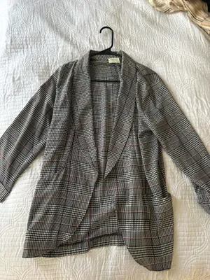 Sienna Sky Plaid Houndstooth Open Front Lightweight Blazer Jacket thumbnail 2