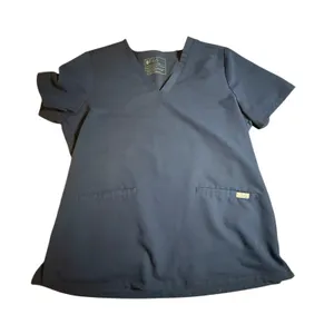 FIGS Technical Collection Casma Navy Blue V Neck‎ Scrub Top Women's Size L thumbnail 1