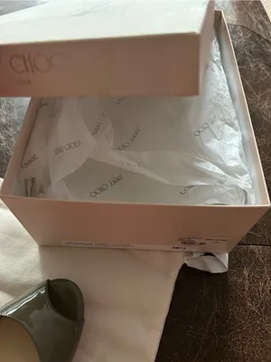 Jimmy Choo Vertigo Patent Leather Slingback Peep-Toe Pumps Pebble Palladium thumbnail 16