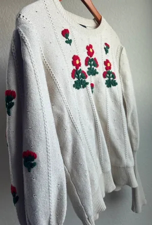 Floral Knit Sweater Multi Size M thumbnail 5