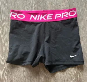 Nike Pro Black Compression Shorts with Pink Waistband thumbnail 1