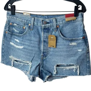 NEW Levi's 501 High Rise Distressed Cut Off Jean Shorts Capsule Summer 30‎ thumbnail 3