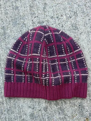 Carhartt womens maroon pink plaid beanie hat cap sweater knit thumbnail 3