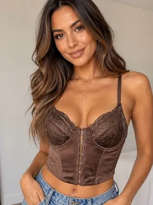 NWT Garage Luna Combo Lace Bustier Chocolate Brown Coquette Small $39 thumbnail 1