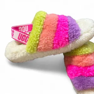 UGG Colorful Cozy Slippers – Women’s Size 10, Bright & Barely Worn thumbnail 4
