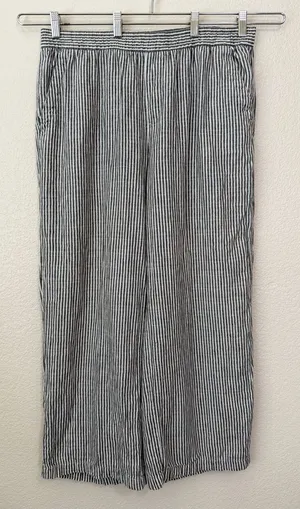 Old Navy Linen Cotton Blend High-Waisted Striped Wide-Leg Pants, Sz Large thumbnail 1