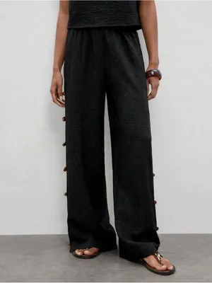 🦓🦓🦓BOGOHO🦓🦓🦓Black Sleeveless Wide-Leg Jumpsuit with Side Beaded Accents-12 thumbnail 6