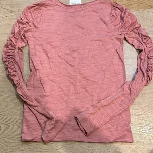 Nwt Free People‎ Xs Natasha Puffed Shoulder Ruched Long Sleeve Top In Blush thumbnail 6