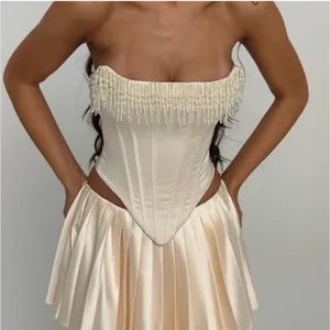 HOUSE‎ OF CB 'Aubrie' Vintage Cream Embellished Satin Corset With Sleeve NWOT S thumbnail 15
