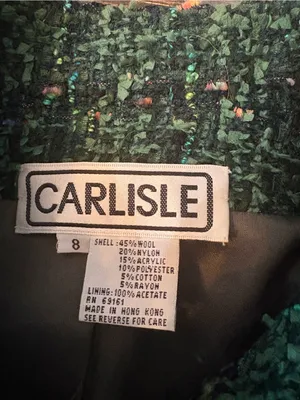 Carlisle Green Boucle Tweed Cropped Blazer Womens 8 Green Wool‎ Blend thumbnail 4