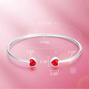 Ruby heart open bracelet, new in box Red thumbnail 5