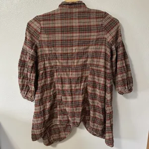 Free‎ People Victorian Plaid Jacket Size Medium Red Brown Oversized thumbnail 3