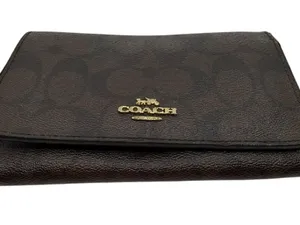 Coach Bifold Brown Signature Coated Canvas Wallet thumbnail 1