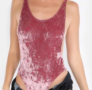 Romwe Crushed Velvet Bodysuit thumbnail 1