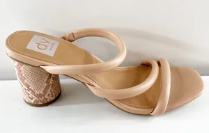 Dolce Vita Strappy Square Toe Myla Block Heel Sandals Tan Beige 9.5 thumbnail 1