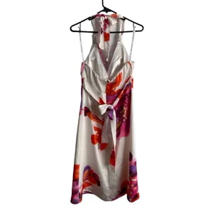 BISOU BISOU Michele Bohbot White/Pink/Orange Dress Size‎ 4 thumbnail 8