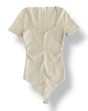Abercrombie & Fitch Sweetheart Corset Knit Bodysuit‎ Women’s Size M Tan thumbnail 1