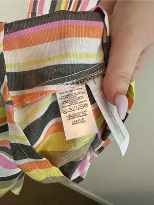 LOFT Multicolor Striped Button-Front V-Neck Dress Midi Length Size 12 NWT thumbnail 7