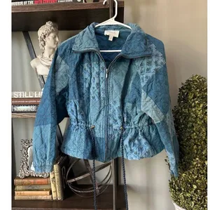Cleobella Quilted Patchwork Lightweight Jacket Indigo Womens Size Small thumbnail 7