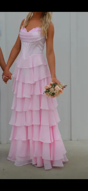 Pink Elegant Prom Dress Lulus Blush Sequin Maxi Size XS thumbnail 2