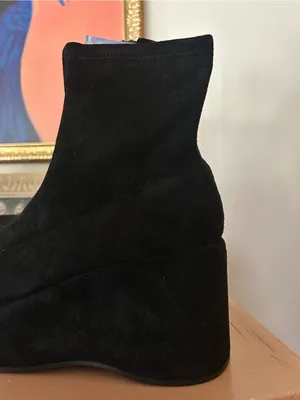 Wild‎ Pair Earlee Faux Suede Platform Ankle Boots Chunky Booties Black NEW 9.5 thumbnail 3