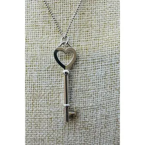 Tiffany & Co Elegant Large Sterling Silver Open Heart Key Pendant Only W/Box‎ thumbnail 6