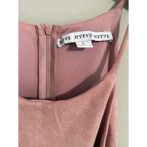Hyfve Mini Dress Womens Large Pink Faux Suede Ruched Halter Tulip Hem HF19H105DG thumbnail 3