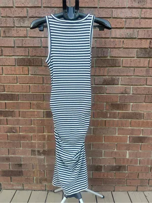 A New Day Striped Ribbed Side Ruched Bodycon Maternity Midi Dress Size Medium M thumbnail 6