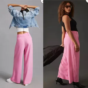 Anthropologie Exquise Garofano Wide Leg Pants Pink Size MP thumbnail 4