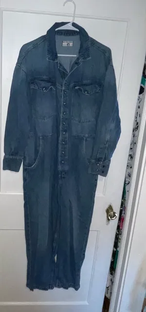 We The Free Blue Denim Coverall Jumpsuit - Size Medium thumbnail 1
