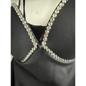 SKIMS Black Rhinestone Underwire Bodysuit‎ Sleeveless Snap Gusset Slim Fit thumbnail 3