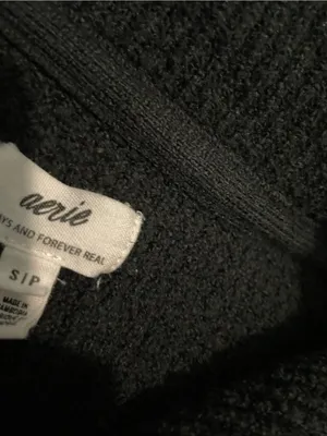 aerie Black V-Neck Knit Pullover Sweater thumbnail 2