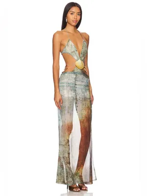 Jaded London Vida Backless Maxi Dress With Shell Trim in Marine XS thumbnail 12
