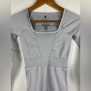 Free People Movement XS Good Karma Long Sleeve Long Sleeve Jumpsuit Ice‎ Grey thumbnail 9