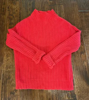 GAP Red Mock Neck Chunky Knit Sweater thumbnail 1