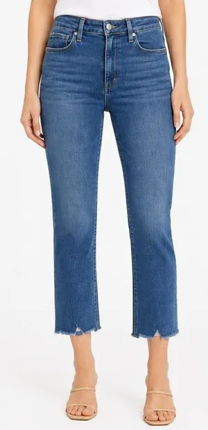 Paige Cindy‎ High Rise Straight Leg Jeans Lover Wash Grand Hem 26 5512E77-7125 thumbnail 1