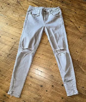 American Eagle distressed stretchy tan size 6 normcore jeggings thumbnail 1