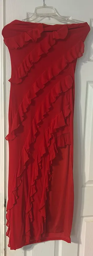 Long Ruffle Red Dress thumbnail 1