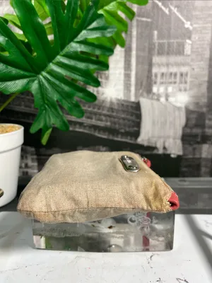 Authentic Miu Miu Beige Linen Pouch with Coral Trim thumbnail 11