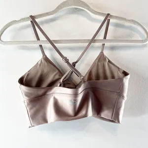 Alo Airlift Divine Ruched Center X Back Sports Bra Taupe Small thumbnail 5