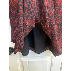 BeachLunchLounge XL Red Black Print Ruffle Long Sleeve Lined Chiffon Shift Dress thumbnail 7