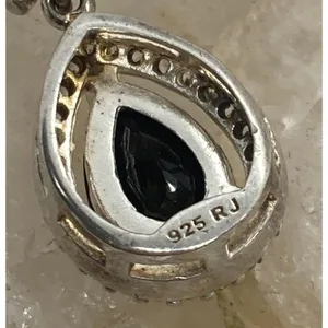 Vintage RJ Cubic Zirconia CZ Sterling‎ 925 Silver Pendant 18'' Chain Necklace 3g thumbnail 6