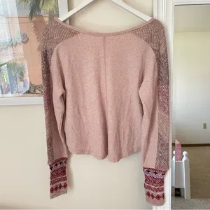 Anthropologie Daily Practice Mixed Knit Cuff Thermal Top Size Medium thumbnail 6