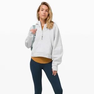 Lululemon Scuba Oversized 1/2 Zip Hoodie in Heathered Core Ultra Light Gray thumbnail 2